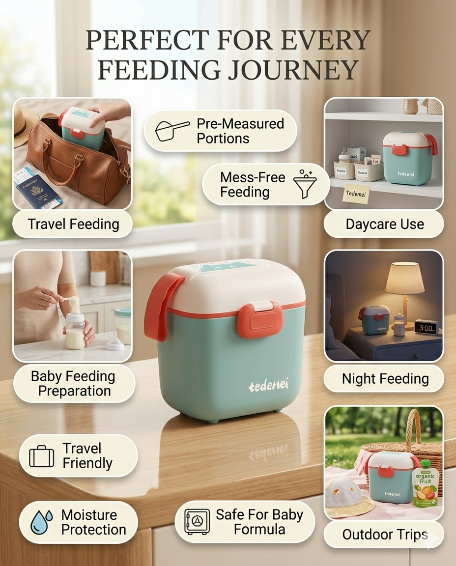 Portable Baby Feeding Box with Handle | Travel Snack Container for Kids | Leakproof Toddler Food Storage Box | Lunch Box for Babies & Children