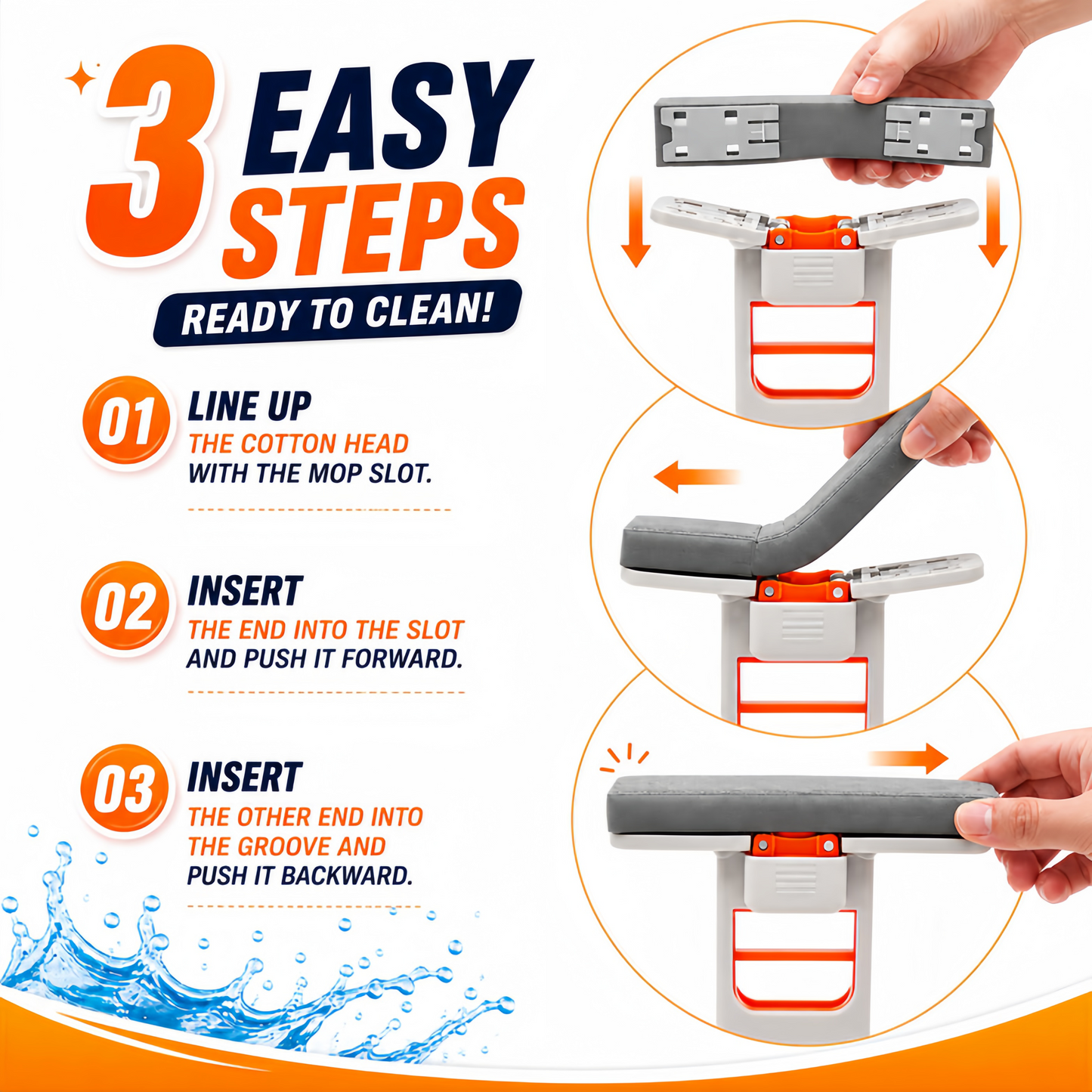 Foldable Kitchen Mop – Self‑Squeeze Sponge Mop Wet & Dry Mop (Multicolor)