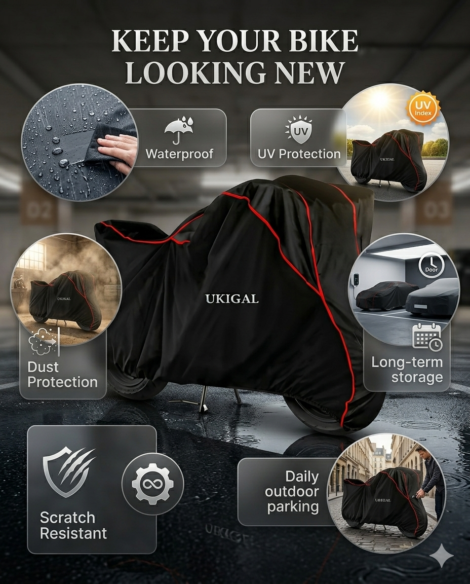 Waterproof Bike Cover for Motorcycle | Dustproof UV Protection Scooter Cover | All Weather Outdoor Motorcycle Cover | Rain & Sun Protection Cover