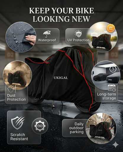 Waterproof Bike Cover for Motorcycle | Dustproof UV Protection Scooter Cover | All Weather Outdoor Motorcycle Cover | Rain & Sun Protection Cover