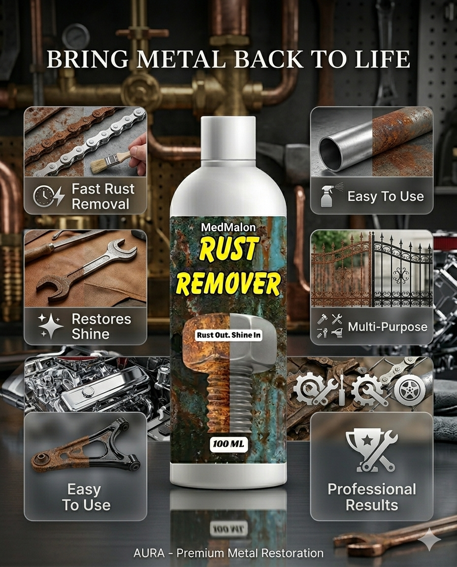 Rust Remover Spray for Metal Surfaces | Heavy Duty Rust Cleaner & Corrosion Remover | Rust Stain Removal Solution for Tools, Bike & Car Parts | 100ml