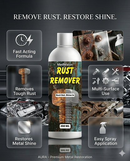 Rust Remover Spray for Metal Surfaces | Heavy Duty Rust Cleaner & Corrosion Remover | Rust Stain Removal Solution for Tools, Bike & Car Parts | 100ml