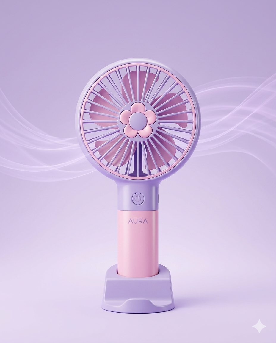 Portable Rechargeable Handheld Fan | Mini USB Cooling Fan | 3-Speed Personal Desk Fan | Compact Travel Fan for Home, Office & Outdoor Use