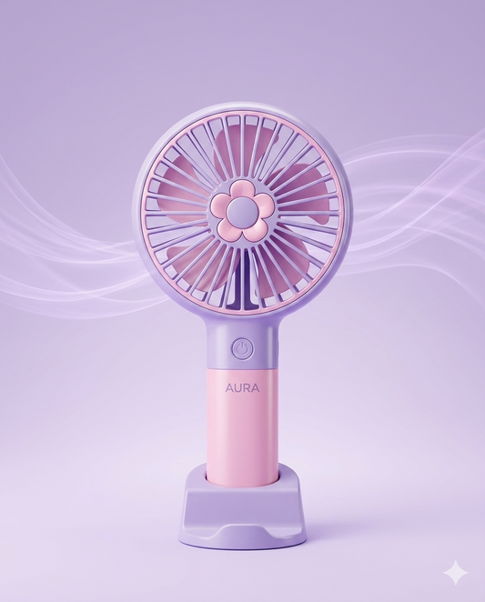 Portable Rechargeable Handheld Fan | Mini USB Cooling Fan | 3-Speed Personal Desk Fan | Compact Travel Fan for Home, Office & Outdoor Use