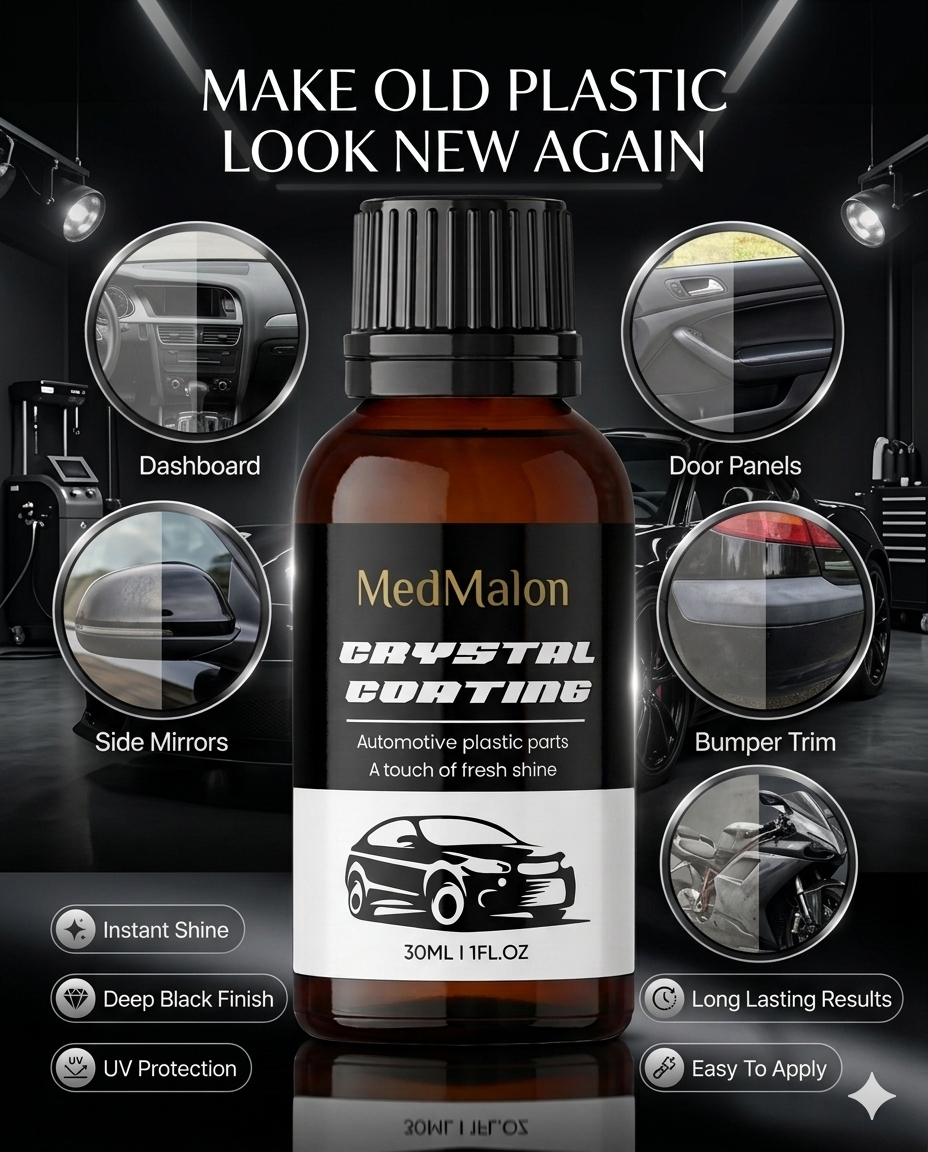 Car Plastic Restorer Coating | Plastic Trim Restorer for Cars & Bikes | Long Lasting Deep Black Shine | Dashboard & Exterior Plastic Polish 350ml