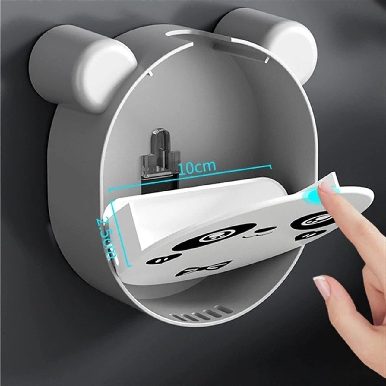 Teady Soap Box — Panda Wall-Mounted Soap Dish | Hole-Free Installation | Bathroom Organizer