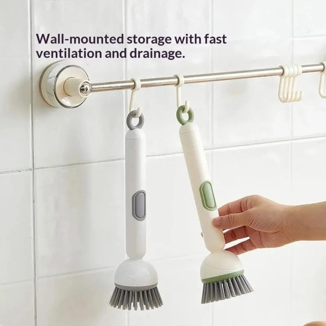 Liquid Dispensing Rotatable Pot Brush – 360° Kitchen Scrubbing Wand