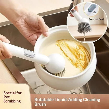 Liquid Dispensing Rotatable Pot Brush – 360° Kitchen Scrubbing Wand