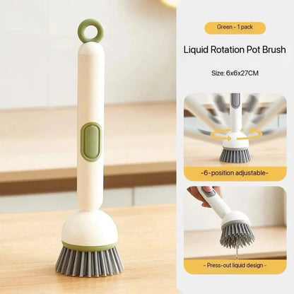 Liquid Dispensing Rotatable Pot Brush – 360° Kitchen Scrubbing Wand